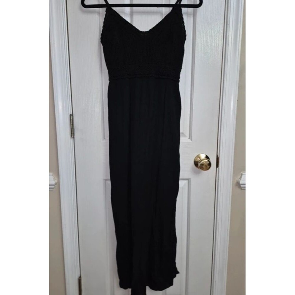 No Boundaries Black Knit Empire Waist Maxi Dress Medium 8-10